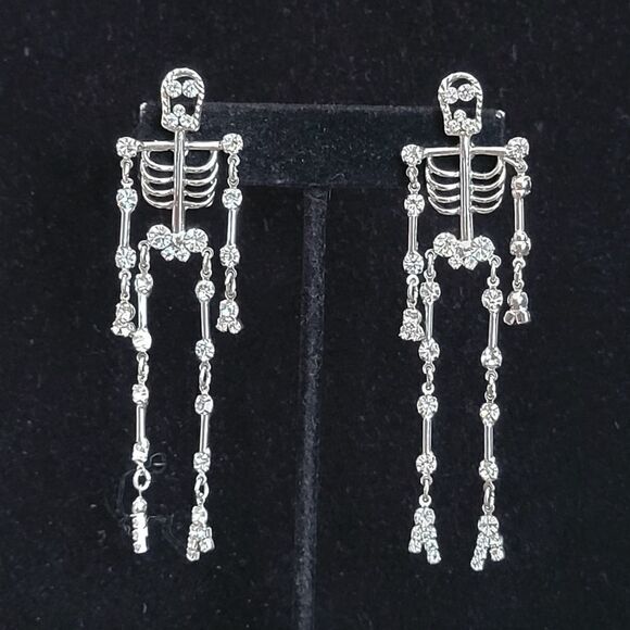 Rhinestone Skeleton Earrings - Picture 1 of 5